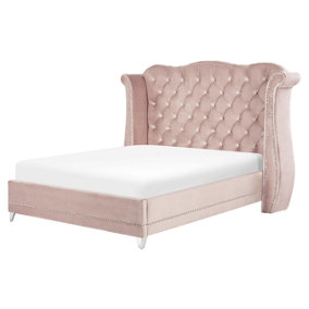 Velvet EU Super King Size Bed Pastel Pink AYETTE