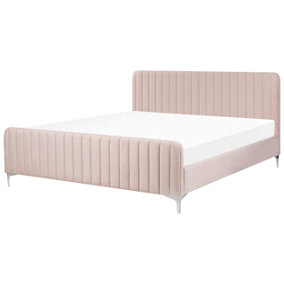 Velvet EU Super King Size Bed Pastel Pink LUNAN