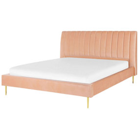 Velvet EU Super King Size Bed Peach MARVILLE