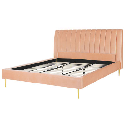 Velvet EU Super King Size Bed Peach MARVILLE