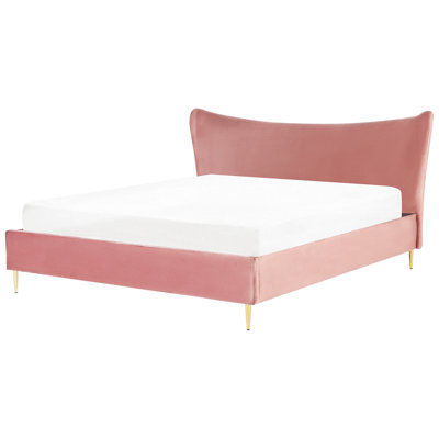 Velvet EU Super King Size Bed Pink CHALEIX