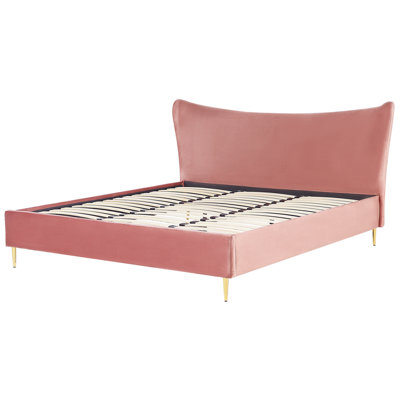 Velvet EU Super King Size Bed Pink CHALEIX