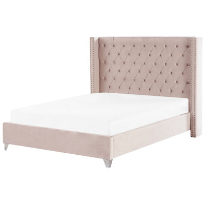 Velvet EU Super King Size Bed Pink LUBBON