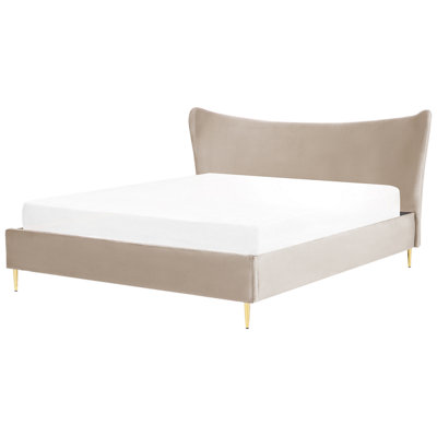 Velvet EU Super King Size Bed Taupe CHALEIX