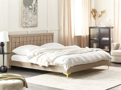 Velvet EU Super King Size Bed Taupe LIMOUX