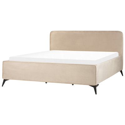 Velvet EU Super King Size Bed Taupe VALOGNES