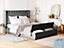 Velvet EU Super King Size Bed with Storage Bench Grey NOYERS
