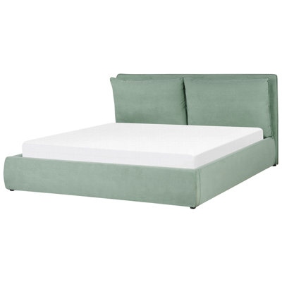 Velvet EU Super King Size Ottoman Bed Green BAJONNA