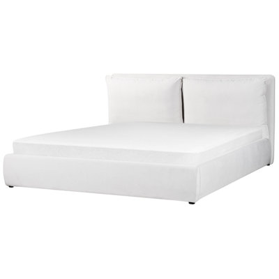 Velvet EU Super King Size Ottoman Bed Off-White BAJONNA