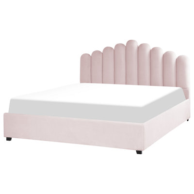 Velvet EU Super King Size Ottoman Bed Pink VINCENNES