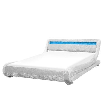 Velvet EU Super King Size Waterbed with Led Silver AVIGNON | DIY at B&Q