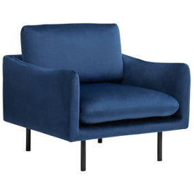 Velvet Fabric Armchair Dark Blue VINTERBRO