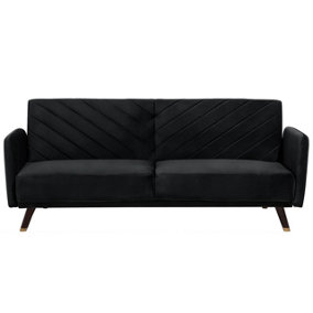 Velvet Fabric Sofa Bed Black SENJA