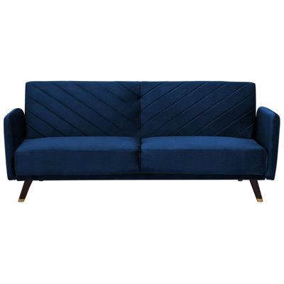 Velvet Fabric Sofa Bed Blue SENJA