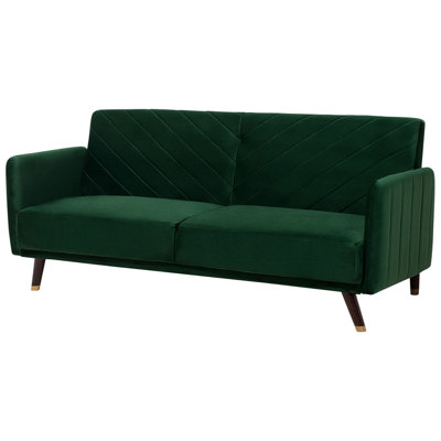 Velvet Fabric Sofa Bed Green SENJA