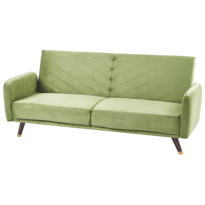 Velvet Fabric Sofa Bed Olive Green SENJA