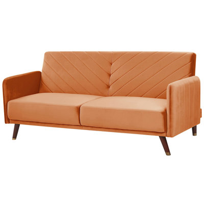 Velvet Fabric Sofa Bed Orange SENJA