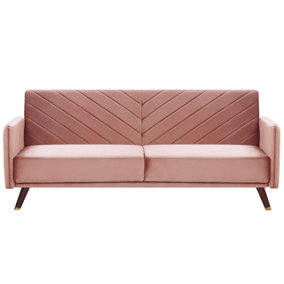 Velvet Fabric Sofa Bed Pink SENJA