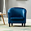 Velvet Fabric Tub Chair Armchair Club Chair Blue by MCC