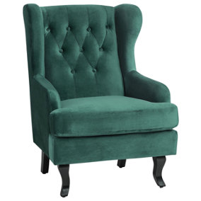 Velvet Fabric Wingback Chair Dark Green ALTA