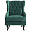 Velvet Fabric Wingback Chair Dark Green ALTA