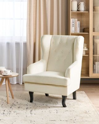 Velvet Fabric Wingback Chair Off-White ALTA