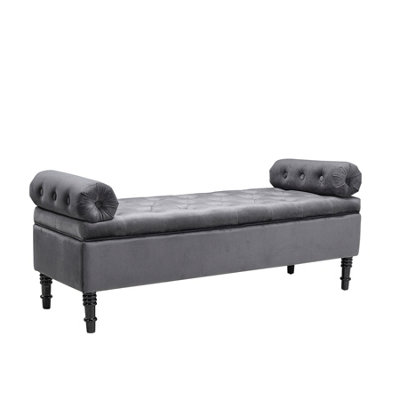 Velvet Flip Top Storage Bench with Side Arms
