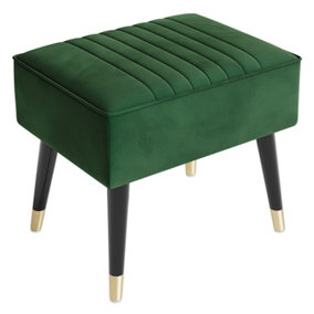 Velvet Footstool Modern Ottoman for Living Room Bedroom Study Room Office(Green)