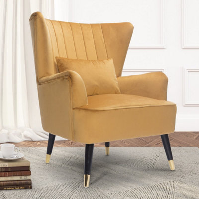 Velvet Gold Camila Accent Wingback Chair