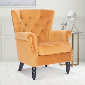 Velvet Gold Liana Accent Wingback Chair