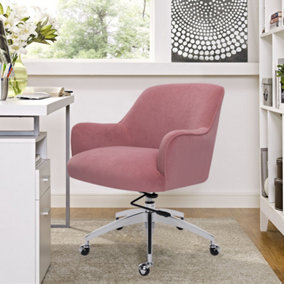 Velvet Home Office Chair Modern Swivel Height Adjustable Seat Computer for Living Room Bedroom Pink