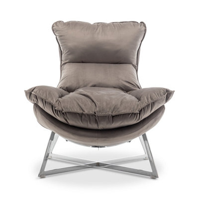 Velvet Light Grey Pierina Accent Chair