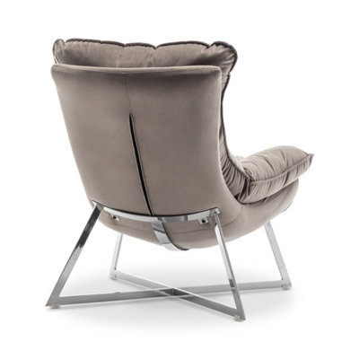 Velvet Light Grey Pierina Accent Chair