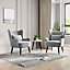 Velvet Living Room Armchair with Lumbar Pillow, Leisure Single Sofa Chair with Curved Armrest, Wide Accent Chair Gray