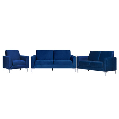 Velvet Living Room Set Navy Blue FENES