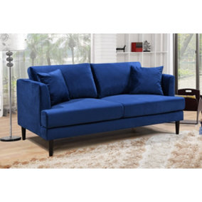 Velvet Marine Blue 3 Seater Sofa