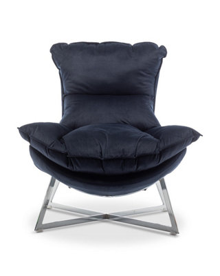 Velvet Navy Blue Pierina Accent Chair