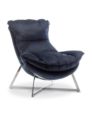 Velvet Navy Blue Pierina Accent Chair