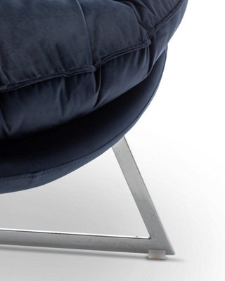 Velvet Navy Blue Pierina Accent Chair