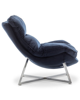 Velvet Navy Blue Pierina Accent Chair