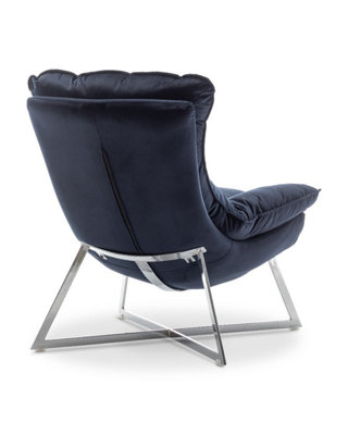 Velvet Navy Blue Pierina Accent Chair