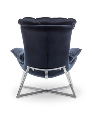 Velvet Navy Blue Pierina Accent Chair