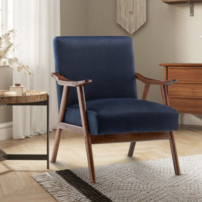 Velvet Navy Blue Selma Accent Chair