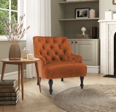 Velvet Orange Armina Accent Chair