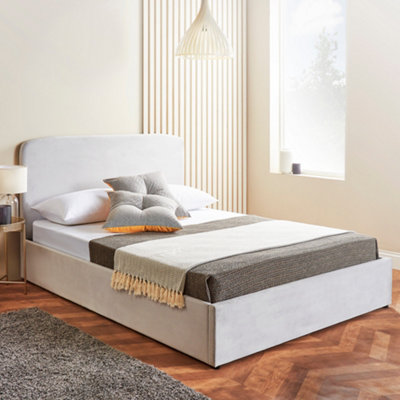 Velvet Ottoman Bed Frame Double Storage Bed With Pocket Sprung Mattress