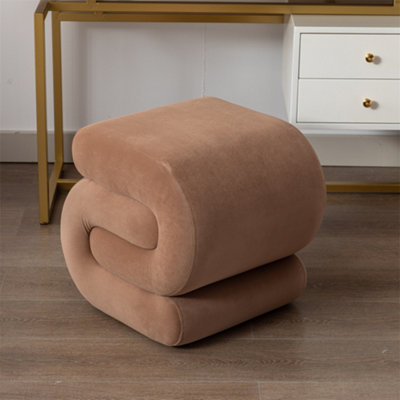 Velvet Ottoman fabric S-shape stool Wavy Pouf Coffee