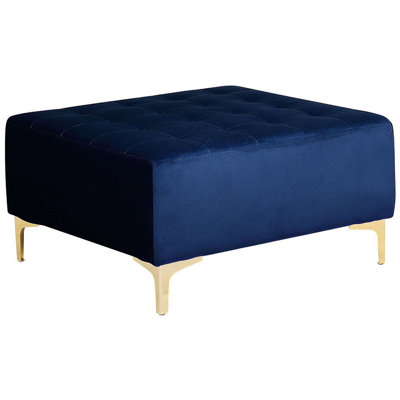 Velvet Ottoman Navy Blue ABERDEEN