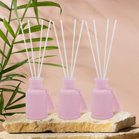 Velvet & Oud Vintage Ribbed Glass Reed Diffusers Set of 3 Gift Set