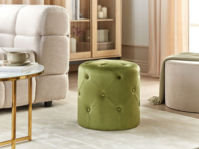 Velvet Pouffe Olive Green COROLLA