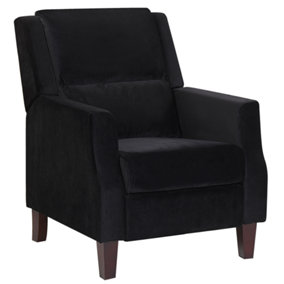 Velvet Recliner Chair Black EGERSUND